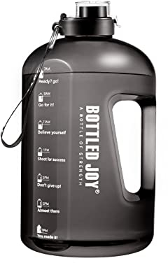 Bouteille d'eau, GHONLZIN 1 Gallon Water Bottle Gourde Sport Gourde Reutilisable sans BPA Anti-Fuite, Bouteille avec Traqueur de Marqueur de Temps pour Sport, Gym, Voyage
