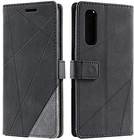 SONWO Coque pour Oppo Find X2 Neo, Etui en Cuir PU Portefeuille Housse Fermeture Magnétique und Flip pour Oppo Find X2 Neo, avec Fermeture Magnétique, Noir