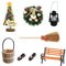 Wichteltür Zubehör Set Mini Stiefel Laterne Weihnachtsbaum Dekokranz Holzleiter Besen Zuckerstange Teppichdecke Verzierungen für Miniatur Wichtel Tür Wichteltüren Nissedor Kinderzimmer