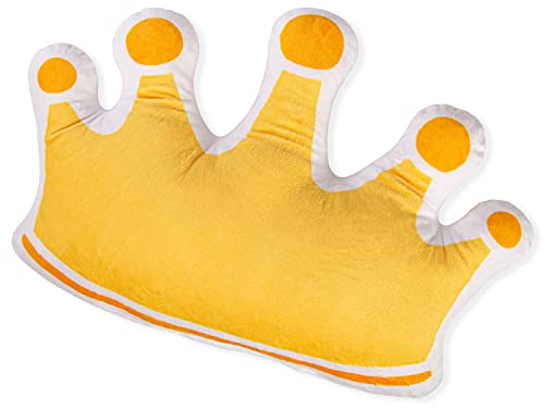 Ferocity Samt Kissen für das Kinderzimmer 40 cm Groß; Deko für Kinder Motiv Gold Gelb Krone [091]