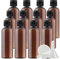 ZEOABSY 12 Pièces 100 ML Marron Bouteille en Plastique avec Bouchon à Charnière Noir, DIY Vider Bouteille Ronde en PET de Voyage pour Cosmétiques Liquides