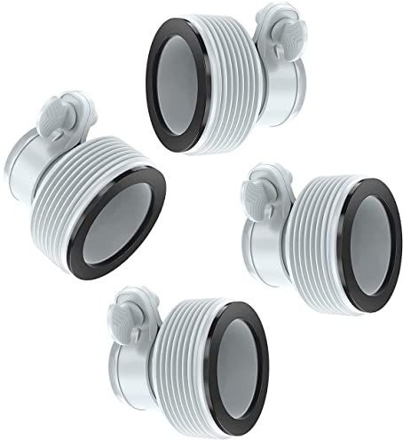 MEISO 4 Stück Intex Schlauchumwandlungsadapter, Type B Hose Adapter for Pumps Schlauchadapter Poolschlauchadapter mit Gewinde, Umbausatz für Schlauchadapter für 1,5 und 1,25 Anschlüsse, Grau