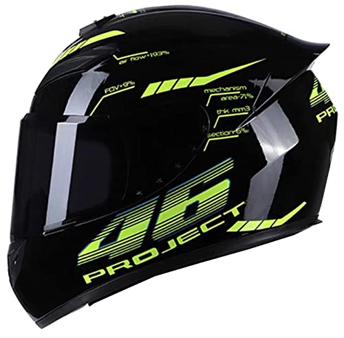 Unisex-Erwachsener Vollgesichts-Motorradhelm, DOT/ECE-Zugelassener Motorrad-Moped-Straßenfahrrad-Rennhelm Mit Getöntem Visier Für Damen Und Herren, Kompakt, Leicht,46,XL