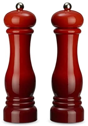 Echtwerk 2-teiliges Gewürzmühlen Set, Salz- und Pfeffermühle aus hochwertigem ABS-Kunststoff, Keramikmahlwerk, Manuelle Mühle, Ideal für Gewürze wie Pfeffer, Salz und Chili, Rot, 21 cm