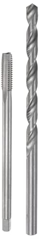 sourcing map Tap & Bit Sets, M8 x 1.25 H2 Straight Flute Machine Thread Milling Tap 120mm Extra Long, 8mm High Speed Steel (HSS) Twist Drill Bit