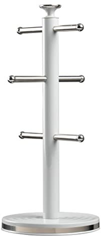 Daewoo Sienna Collection Mug Tree, Free Standing 6 Cup Holder With Sturdy Base, Grey