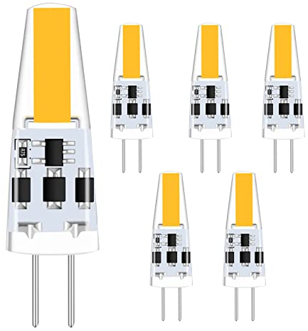 TIAFELNGLY G4 LED Lampen 2W,Dimmbar Kein Flimmern G4 LED Warmweiss Energiesparende Glühbirnen AC/DC 12-24V kleine Glühbirnen 360 Grad Winkel 2W Lampen Birne G4-6er Pack