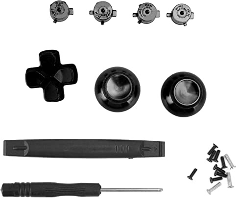 KOSDFOGE Game Controller Buttons Repair Kit, Buttons Replacement Kit Dpad-Tasten aus Aluminiumlegierung für PS5-Controller-Zubehör(Schwarz)
