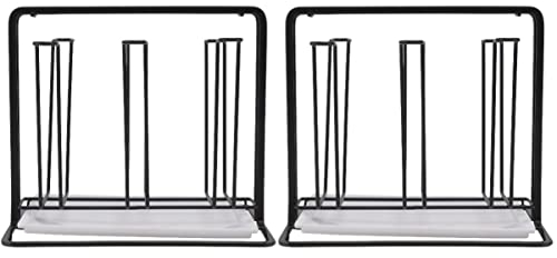 2 soportes for secado de café y organizador de barra de vino rústico, tazas de drenaje, estante for botellas, vasos, vasos de cerveza, taza de vidrio for el hogar, negro, escurridor vintage, soporte f