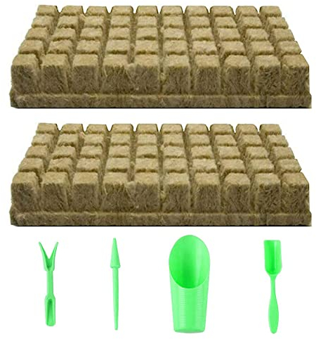 LONGHAO 50+4 pcs Steinwolle WüRfel,Rockwool Cube Steinwolle,Steinwolle Plugs,Rockwool Cube,Steinwolle WüRfel FüR Stecklinge,Steinwolle Anzucht Bodenloses,Für Den Anbau Von SäMlingen,Blumen,Pflanzen