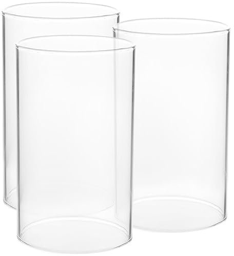 Happyyami 3pcs Open Ended Hurricane Glass Candleholder Tube Shade - Candle Chimney Holder Cylinder