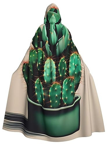 SSIMOO Weihnachtsbaum Erwachsene Party Dekorative Umhang,Erwachsene Halloween Mit Kapuze Kleid,Cosplay Kostüm Umhang, Kaktus Kunst, Einheitsgröße