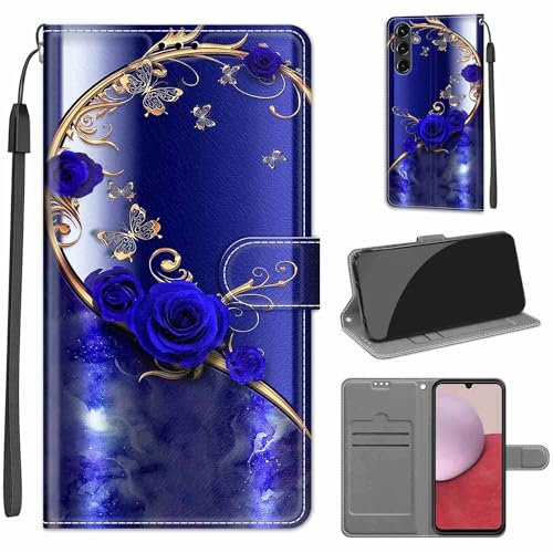 Cover Compatibile con Samsung Galaxy A14 4G / A14 5G, Premium Pelle PU Portafoglio Flip Libro Custodia per Samsung A14 5G [Protezione Completa] - Farfalla