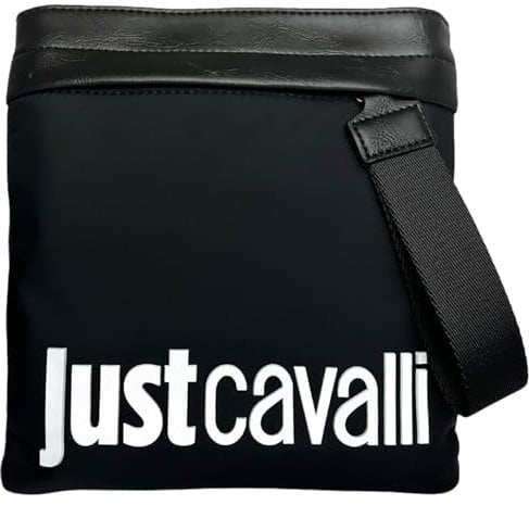 Just Cavalli Schwarze Tasche mit geprägtem Logo für Herren UNI, Schwarz