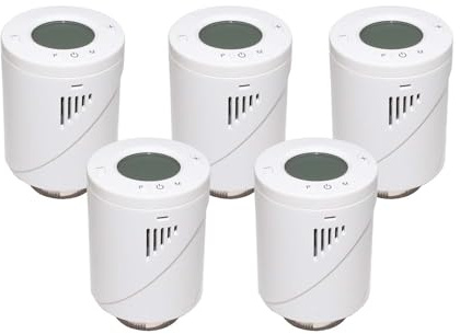 LOWENERGIE Electronic TRV Radiator Thermostat Valve Digital Programmable Head Thermostatic (5, Programmable Thermostat)