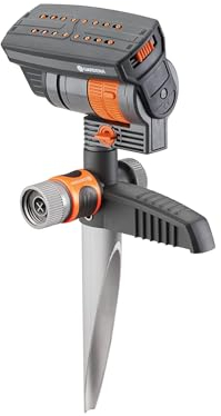 Gardena 18709-81 ZoomMaxx Oscillating Sprinkler on Metal Step Spike, Grey, Orange