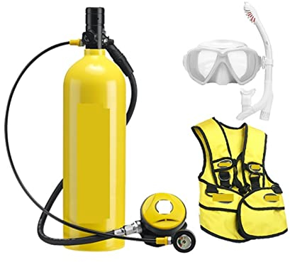 JOXLOVER Mini-Tauchflasche, Outdoor-Tauch-Atemschutzgerät, 2 L, for Erwachsene, Schwimmen, Sauerstoffflasche, Freizeit Und Unterhaltung für Unterwassererkundungsrettung (Color : Yellow, Size : C)