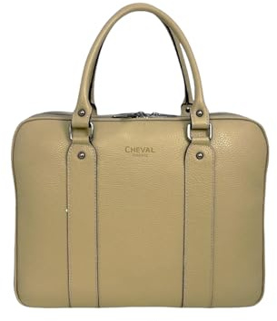Cheval Firenze Business Aktentasche Genf Echtleder Made in Italy, Taupe, 37 x 27.5 x 13 cm