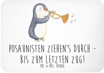 Mr. & Mrs. Panda Magnet Trombone Durchzieher - Geschenk, klassisch, whiteboardmagnet, Instrument, zettelhalter, tafelmagnet, Musizieren, Musik, Lernen, Notizhalter, Blasensemble, Zugmechanismus