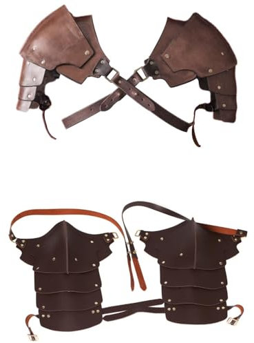 Lusacy Mittelalterlicher Schulterschutz aus Kunstleder - Mittelalter Leder Schulter Rüstung, Verstellbar, Steampunk Schulterpanzer Umhang