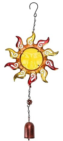 PHENOFICE 1pièce Cloche à Vent Fer Et Verre Forme De Soleil Décoration Créative pour Jardin Et Balcon Jaune