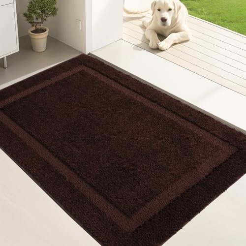 Oiilores Dirt Trapper Door Mat Indoor 80 x 120 cm, Washable Entry Rug, Inside Doormats for Entryway, Non-Slip, Low-Profile, Super Absorbent Dog Mats for Muddy Paws, Pets, Brown