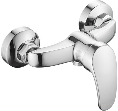 ALFKET Monomando Ducha, Mezclador de Ducha Salida Inferior Universal G1/2, Grifo Ducha Baño de Pared para Baño Ducha Bañera, Cromo, Plata
