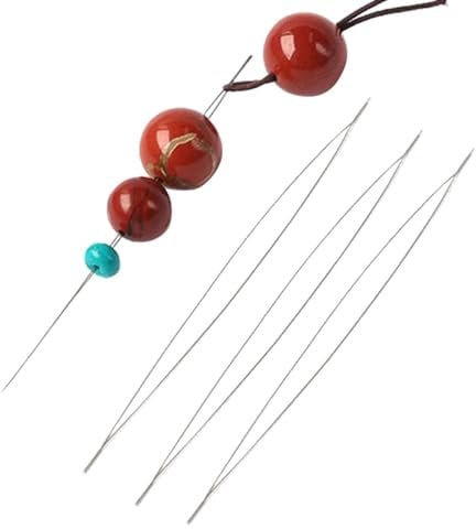 Perlennadeln – sortierte Perlennadeln, Einfädeln von Perlen zur Schmuckherstellung, Perlennadeln mit großem Auge, Set von biegsamen Perlennadeln mit Flasche für Ag