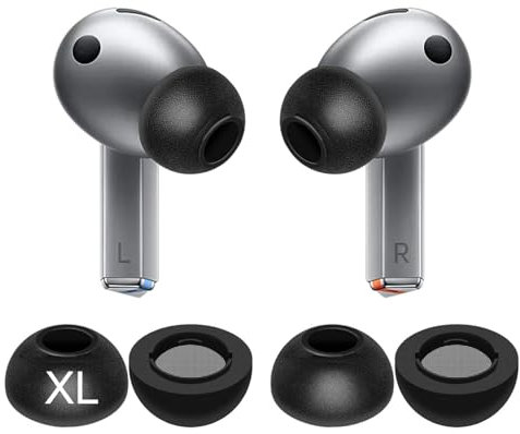 IiEXCEL Galaxy Buds 3 Pro Memory Foam Tips Earbud, 2 Pairs Replacement Comfortable No Silicone Pain Noise Isolation Earbuds Accessories Compatible with Samsung Galaxy Buds 3 Pro - Black XL