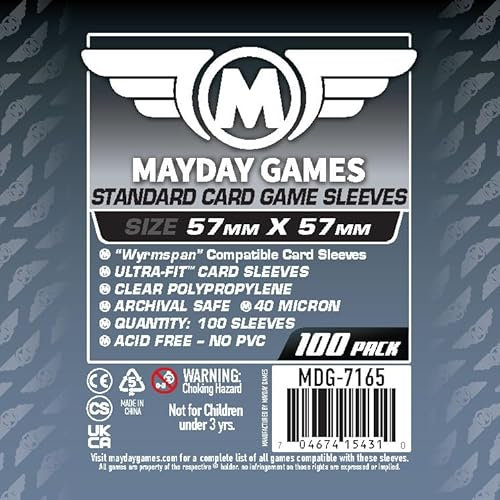 Mayday Games Standard-Kartenhüllen (57 x 57 mm), 100 Stück, Polypropylen (PP)