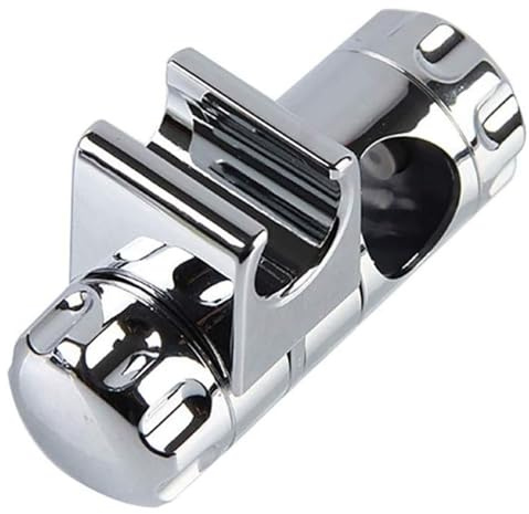 Adjustable Chrome Shower Head Holder | 360° Rotating Handheld Shower Bracket – Fits 25mm Riser Rails – Tool-Free Installation – Durable ABS Material for Home & Hotel Bathrooms