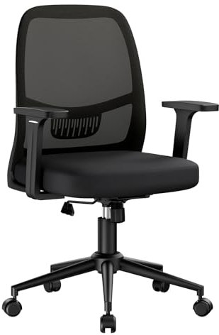 naspaluro Bürostuhl, Schreibtischstuhl Ergonomisch mit Lordosenstütze, Atmungsaktiv Netzbespannung, Höhenverstellbarer Computerstuhl, Wippfunktion, Leichter Stuhl, Schwarz