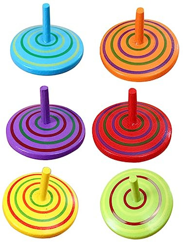 Toyvian Holz Kreisel Set 6 Stück – Buntes Handdrehs Spielzeug Für Kinder Fördert Hand-Auge-Koordination Und Stressabbau Ideal Für Geburtstagspartys Und Pädagogisches Spielen