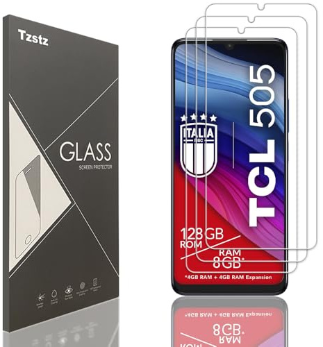 Tzstz 3 pellicole protettive in vetro temperato per TCL 505 6.75, durezza 9H, antigraffio, pellicola protettiva HD