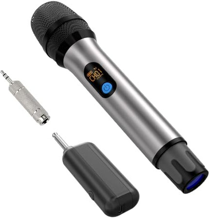 Wireless Microphone, UHF Handheld Cordless Portable Mic, Professional Dynamic Mics System, USB-C Rechargeable, 164ft Range, Ideal for Home Karaoke, KTV Parties, Speeches, Meetings, and Wedding Events