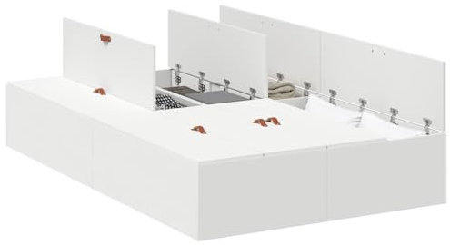 vidaXL Weißes Stauraumbettgestell mit integrierten Schubladen für Vollmatratze Holzwerkstoff Modernes Design Schlafzimmermöbel MDF Lösungen Betten Größe platzsparend zeitgemäß