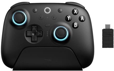 8bitdo Ultimate 2 Bluetooth-Controller (TMR Joystick Update), RGB-Feuerring, Schaltbare Hall-Effekt/Taktil-Auslöser, Vibration und Bewegungssteuerung für Switch, Windows PC (Schwarz)