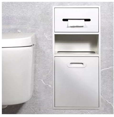 Stainless Steel Shower Niche with Door Recessed Storage for Bathroom Toilet Paper Holder 67x30x14cm Design for Hotels & Homes Durable White Finish