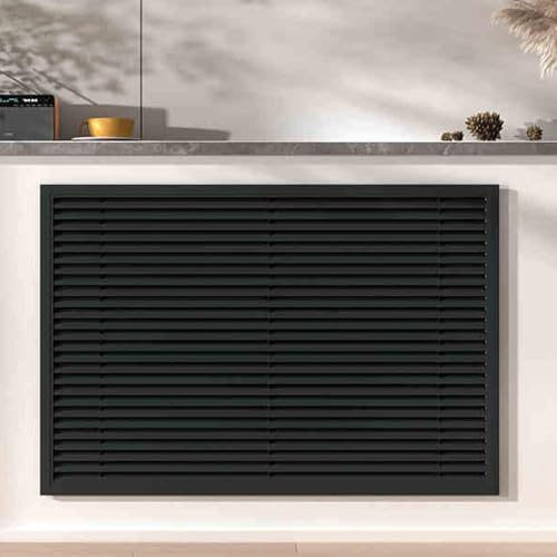 Cache-radiateur moderne avec grille à persiennes, rangement élégant pour salon, chambre à coucher et salle de bain – Noir 120 cm