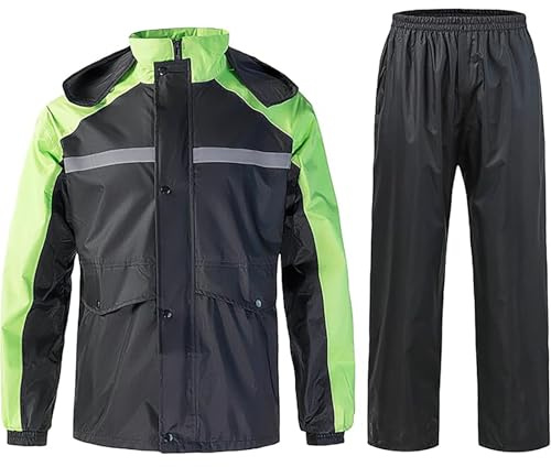 Generisch Regenanzug Herren Damen, Regenjacke Und Regenhose Regenschutz Regenbekleidung Atmungsaktiv Regenkombi Leichte Regenmantel Mit Kapuze Regenset Für Outdoor Wandern Camping