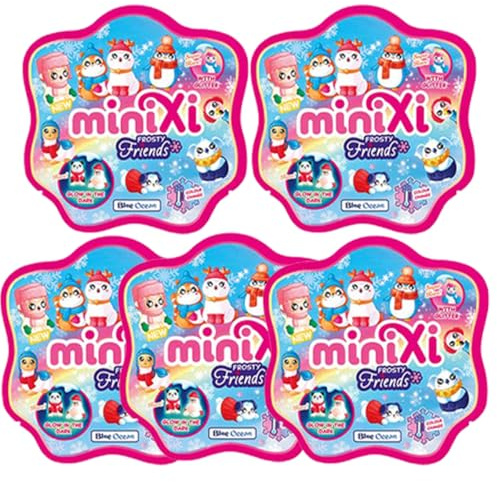 Generisch miniXi Frosty Friends | 5X Überraschungstüte | Sammelfiguren-Serie mit 13 Charakteren | Farbwechsel & Glow-in-The-Dark Effekt | Winterlicher Sammelspaß von Blue Ocean