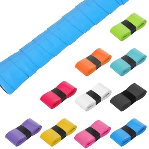 FNANJWQ 10 Stück Griffband Tennisschläger, Griffband für Federballschläger Badminton, Tennisschläger Griffbands Anti-Rutsch Badmintonschläger (10 Farben)
