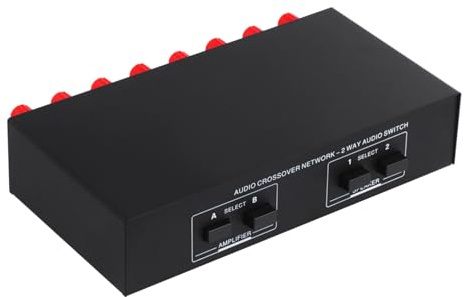 Generic Premium LINEPAUDIO Lautsprecher-Umschaltbox, 2 Eingänge, 2 Ausgänge, Splitter, Verstärker-Wahlschalter für Audiophile, Metall, Schwarz