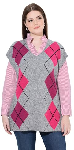 Ulla Popken Damen Pullover grau Melange 50+