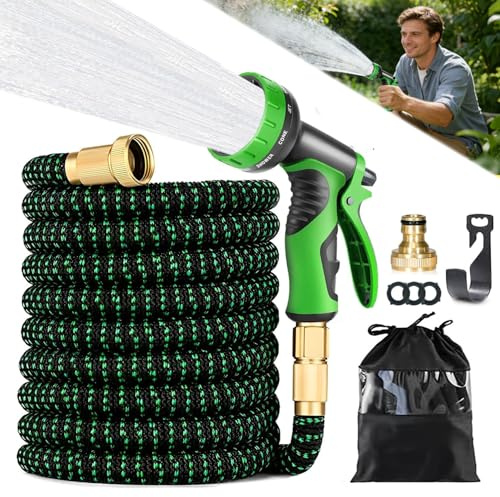 Leichter Flexibler Schlauch, 15m/50FT Garten Wasserschlauch, Ausziehbare Garten Schlauch, Flexibel Wasserschlauch Dehnbarer, Ausziehbare Garten Schlauch Dehnbarer, für Gartenarbeit, Waschen