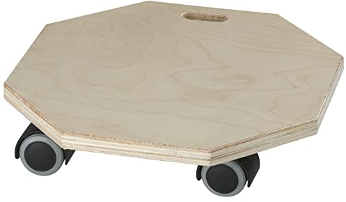 Dörner + Helmer Transportroller Octo-Soft, 280mm x 280mm x 70mm, 80kg Tragkraft, Doppelrollen, für Kisten und Möbel, Holzfarben
