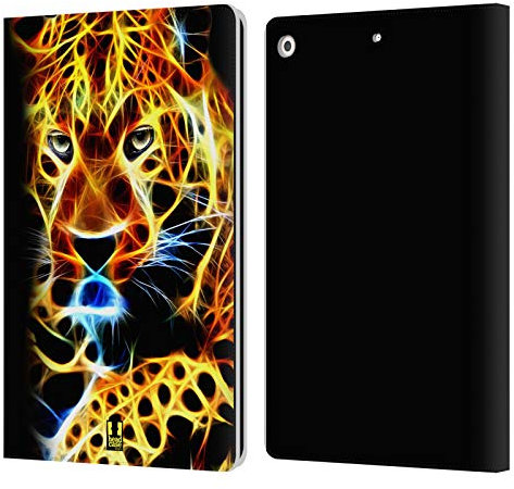 Head Case Designs Leopardo Fuego Salvaje Carcasa de Cuero Tipo Libro Compatible con Apple iPad 10.2 2019/2020/2021