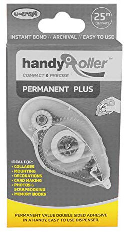 Kleberoller permanent | Stark doppelseitig klebend | Für Bastelarbeiten, Scrapbooking, Archivierung/mit 25 m Klebefilm auf Rolle