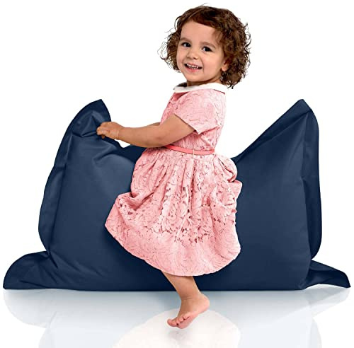 Green Bean Kinder-Sitzsack 70x100cm & 70 Liter EPS-Perlen Füllung - Indoor & Outdoor - Bean Bag Sitzkissen Bodenkissen Sessel Riesensitzsack Liegekissen für Jungen & Mädchen Dunkelblau