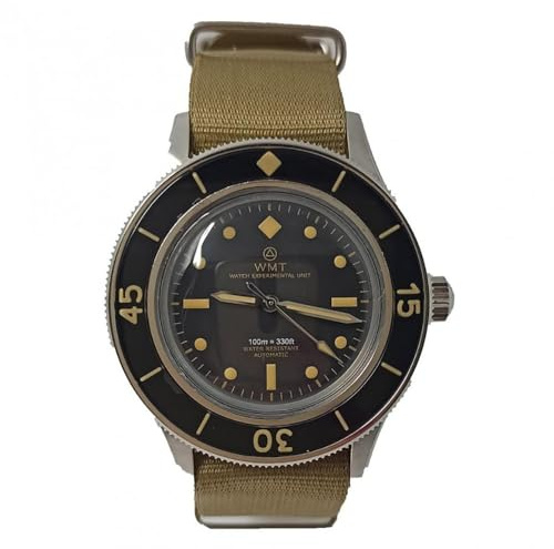 Walter Mitt Sea Wolf Sahara Automatik Stahl Gewebe Militär Schwarz Herren Armband Uhr